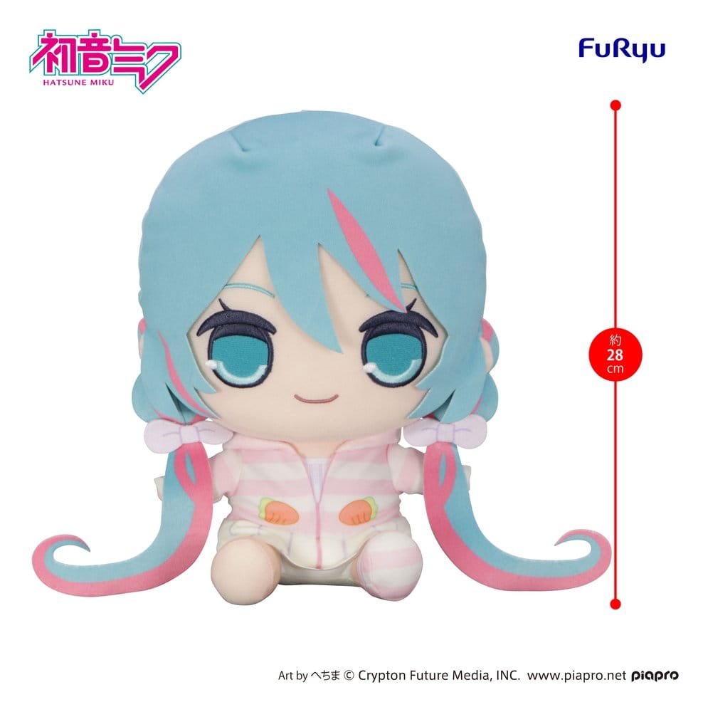 Hatsune Miku Kyurumaru stort gosedjur med kaninöron och huva, pyjamas, 28 cm