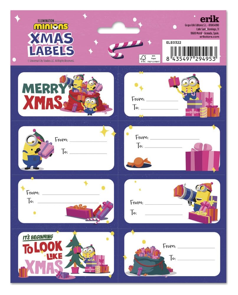 Minions Självhäftande Etiketter Jul