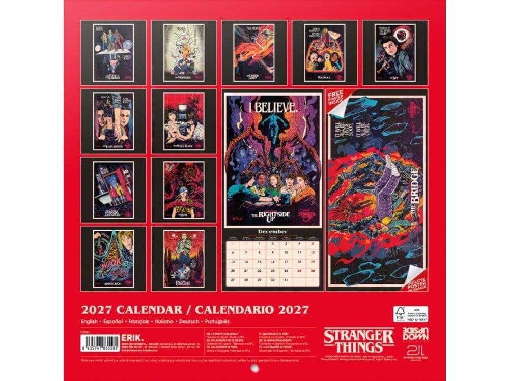 Stranger Things Väggalmanacka 2027 30 x 30 cm