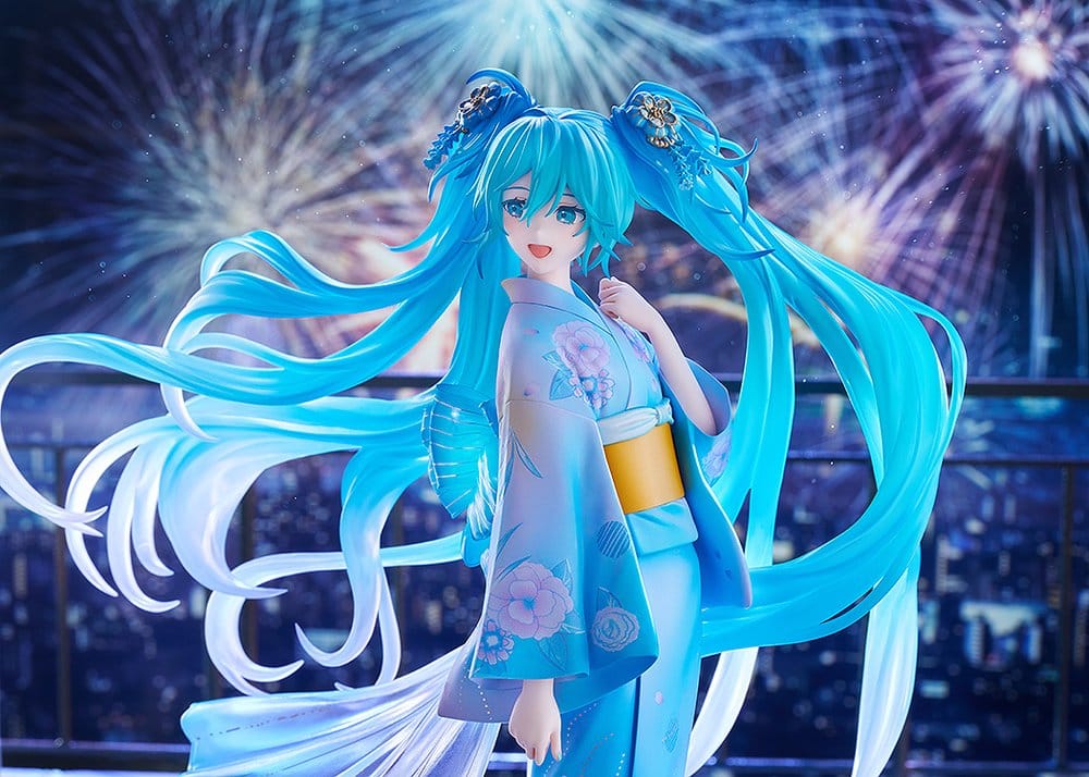 Character Vocal Series 01: Hatsune Miku PVC-figur i skala 1/7, Musik & Eldverk-version, 23 cm