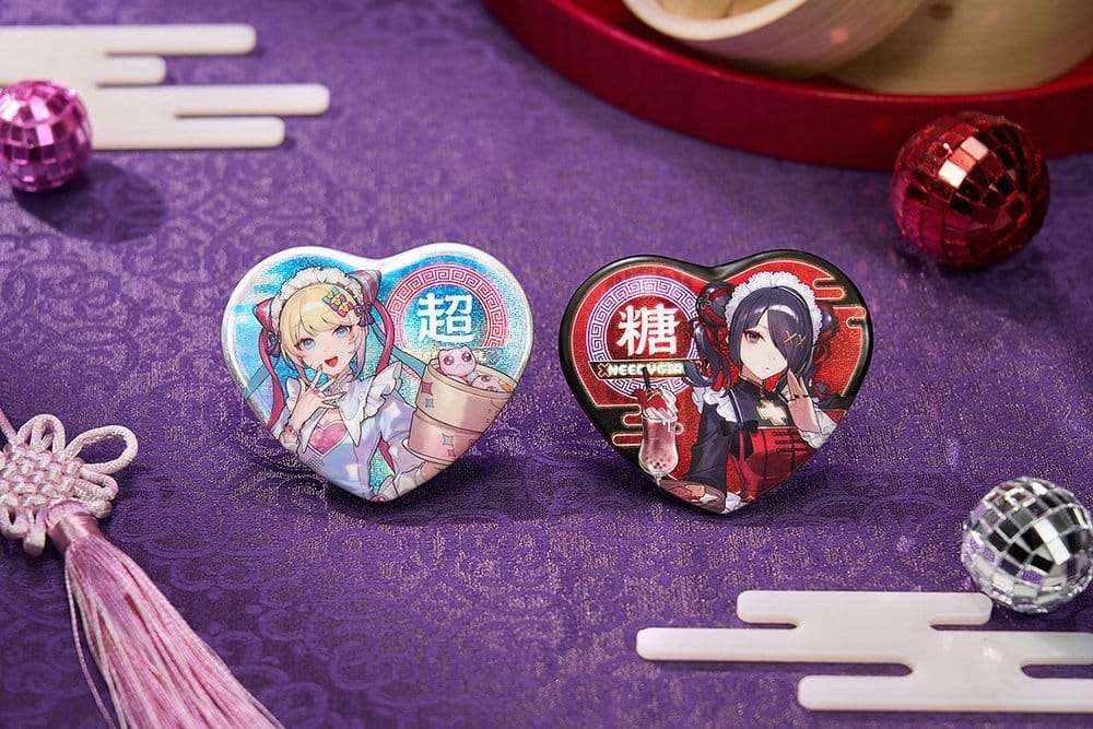 Needy Streamer Overload Needy Streamer Chinese Restaurant Series Heart-Shaped Pinback Button OMGkawaiiAngel