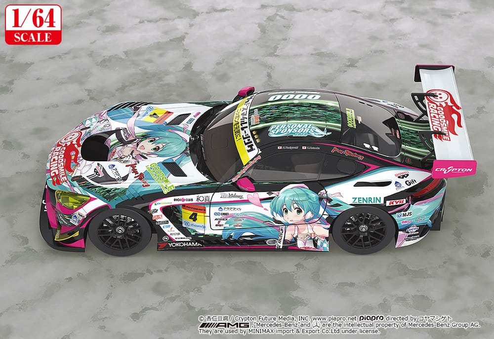 Good Smile Hatsune Miku AMG 2019 SUPER GT – 1/64 Skala Minibil, 7 cm
