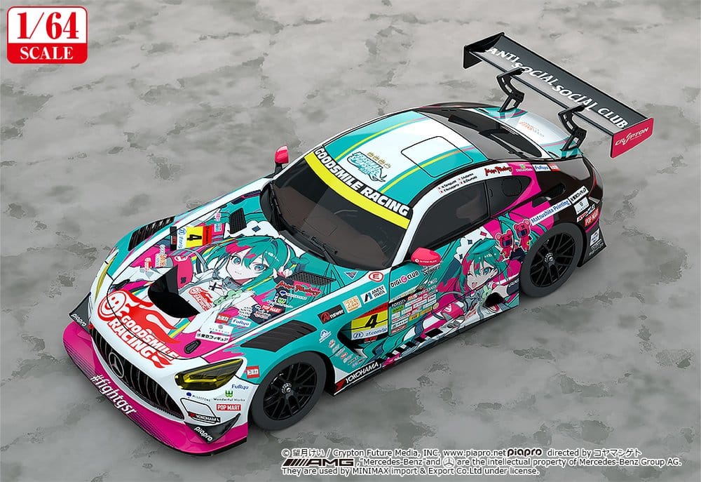 Hatsune Miku GT Project Fordonsmodell 1/64 AMG 2025 Presentation, 7 cm