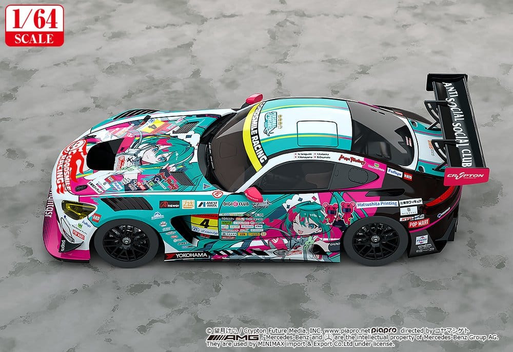 Hatsune Miku GT Project Fordonsmodell 1/64 AMG 2025 Presentation, 7 cm