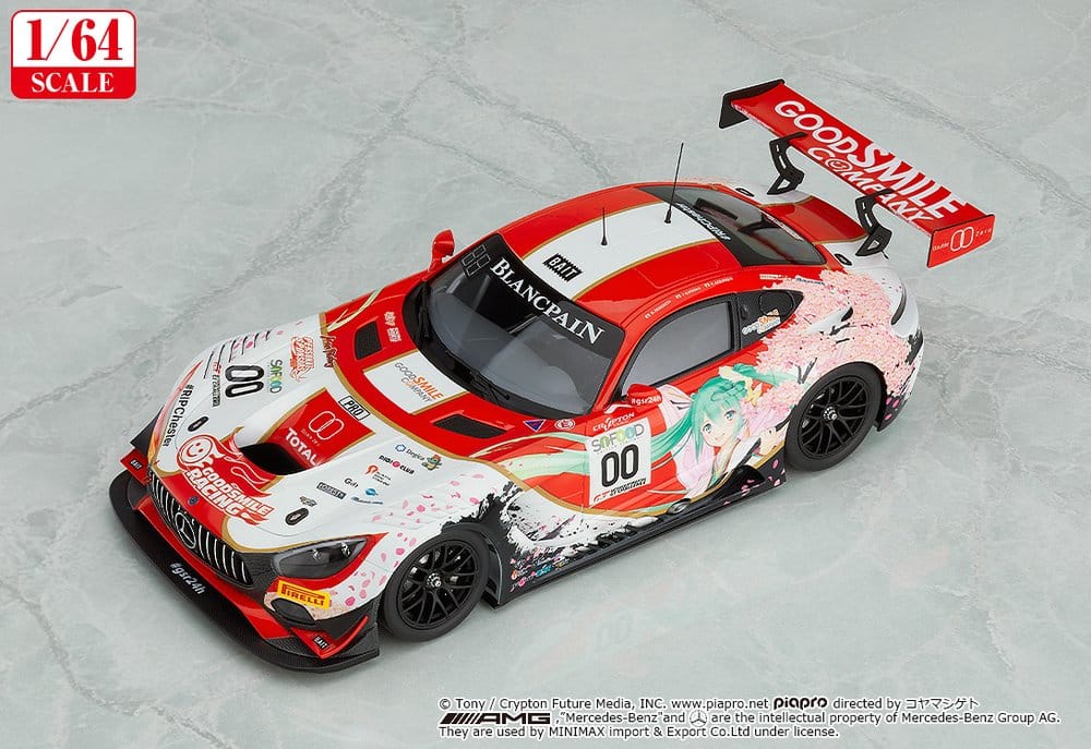 Hatsune Miku GT Projekt Fordon 1/64 AMG 2017 SPA24H Version 7 cm
