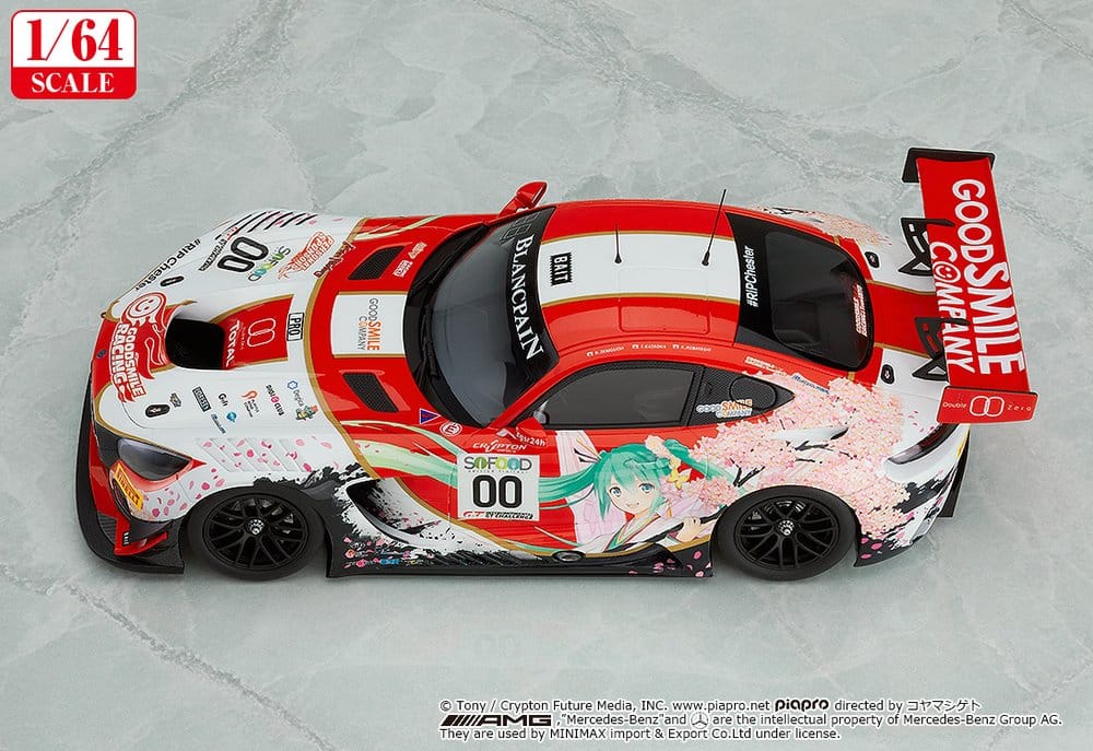 Hatsune Miku GT Projekt Fordon 1/64 AMG 2017 SPA24H Version 7 cm