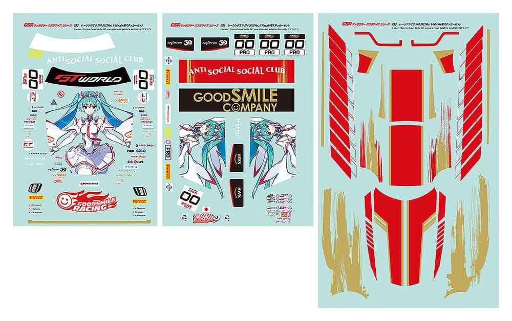 Hatsune Miku GSR Karaktärsanpassningsserie 052 Klistermärkesset för GSR-bilar 1/10 Racing Miku SPA 2025 Ver.