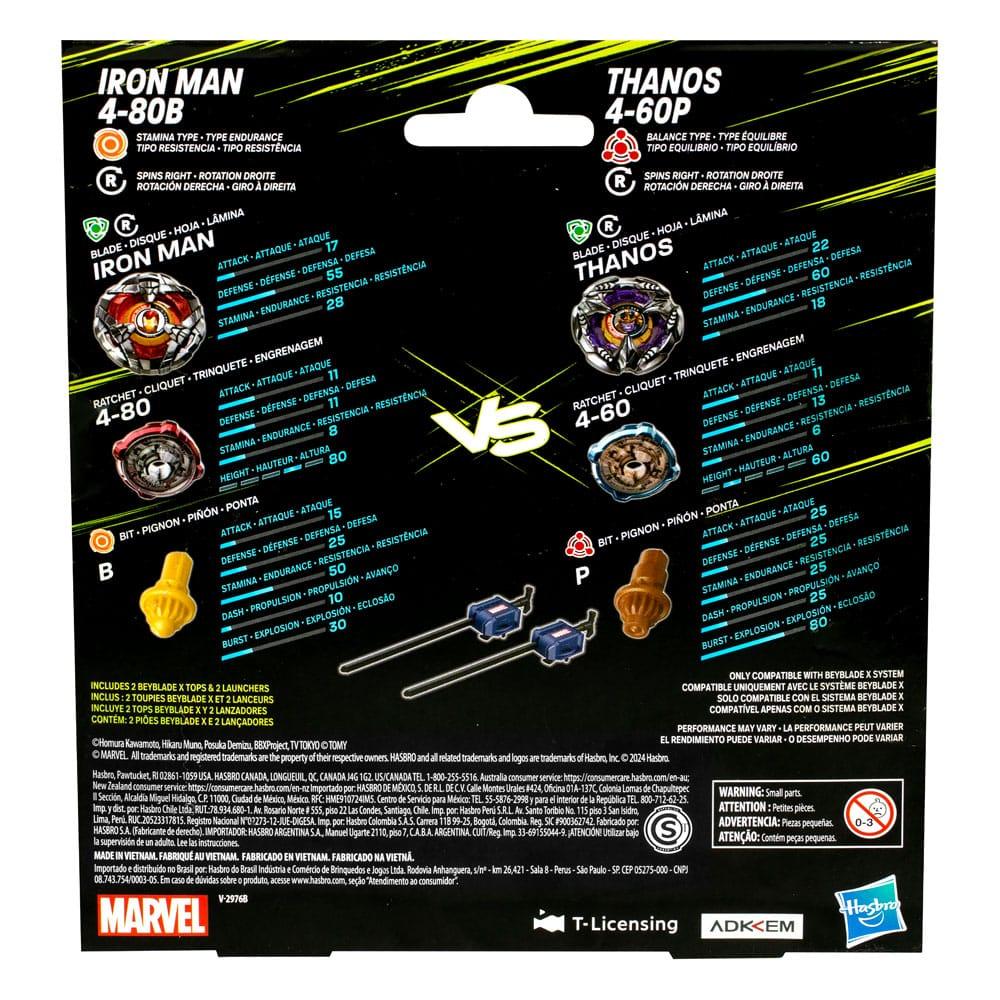 Beyblade X Marvel Collab Iron Man 4-80B vs. Thanos 4-60P Hasbro