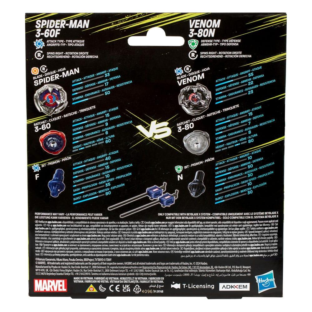 Beyblade X Marvel Collab Spider-Man 3-60F vs. Venom 3-80N Hasbro