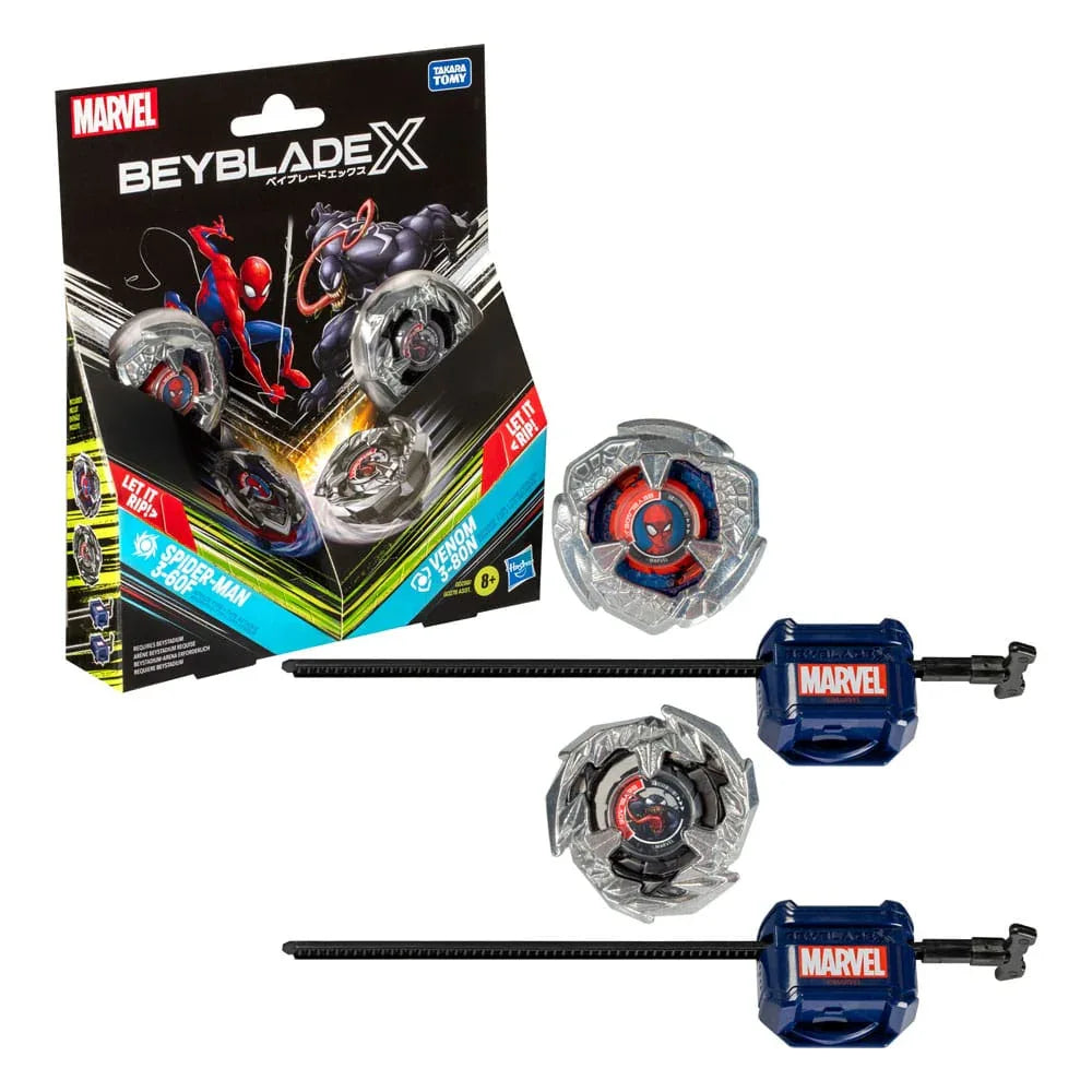 Beyblade X Marvel Collab Spider-Man 3-60F vs. Venom 3-80N Hasbro