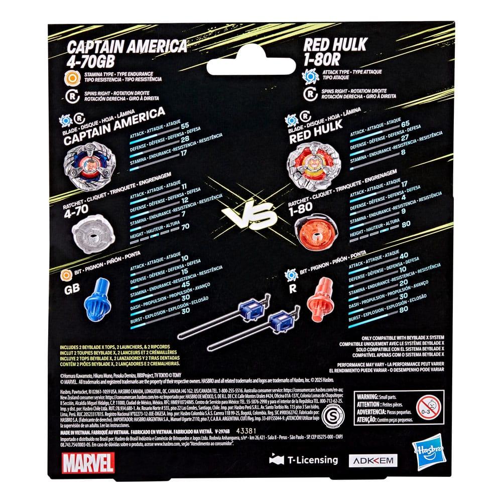 Beyblade X och Marvel Collab Captain America 4-70GB vs. Red Hulk 1-80R Hasbro