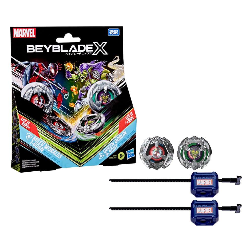 Beyblade X och Marvel Samarbete Miles Morales 1-60GN mot Green Goblin 9-80HT Hasbro