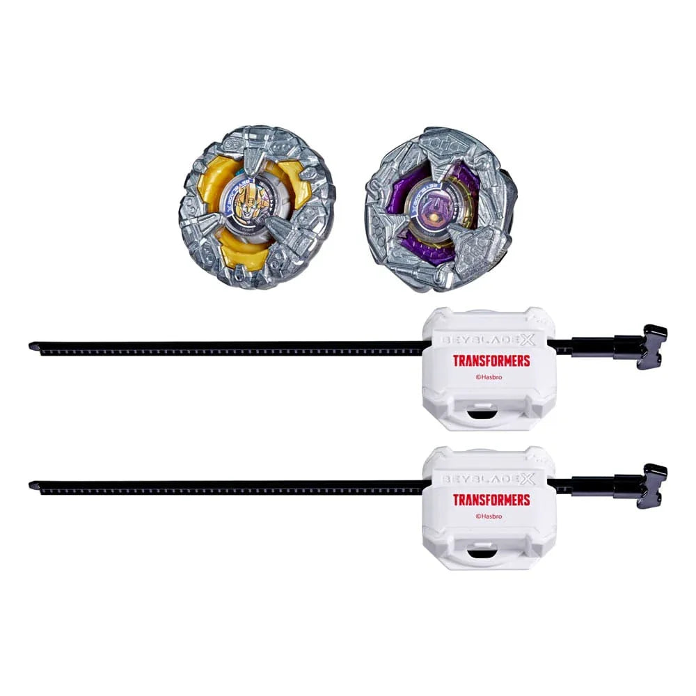 Beyblade X och Transformers Collab Bumblebee 3-60GP vs. Shockwave 5-80O Hasbro