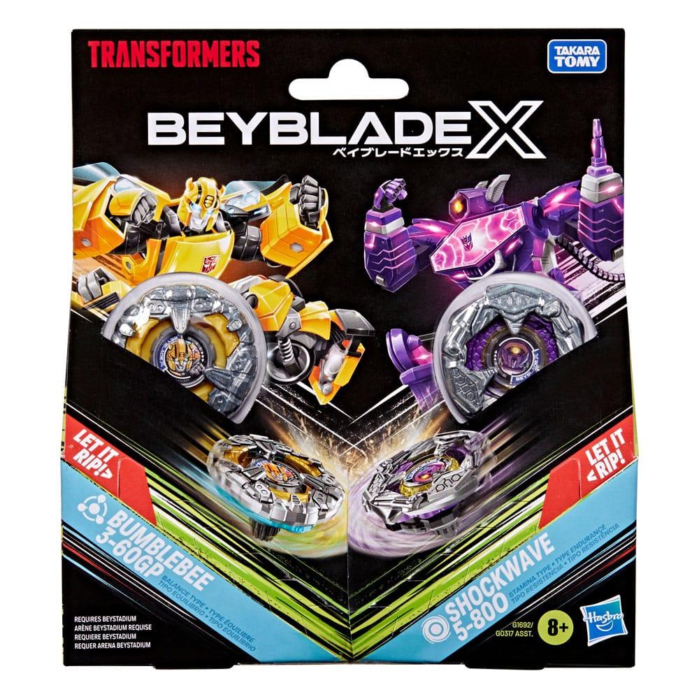 Beyblade X och Transformers Collab Bumblebee 3-60GP vs. Shockwave 5-80O Hasbro