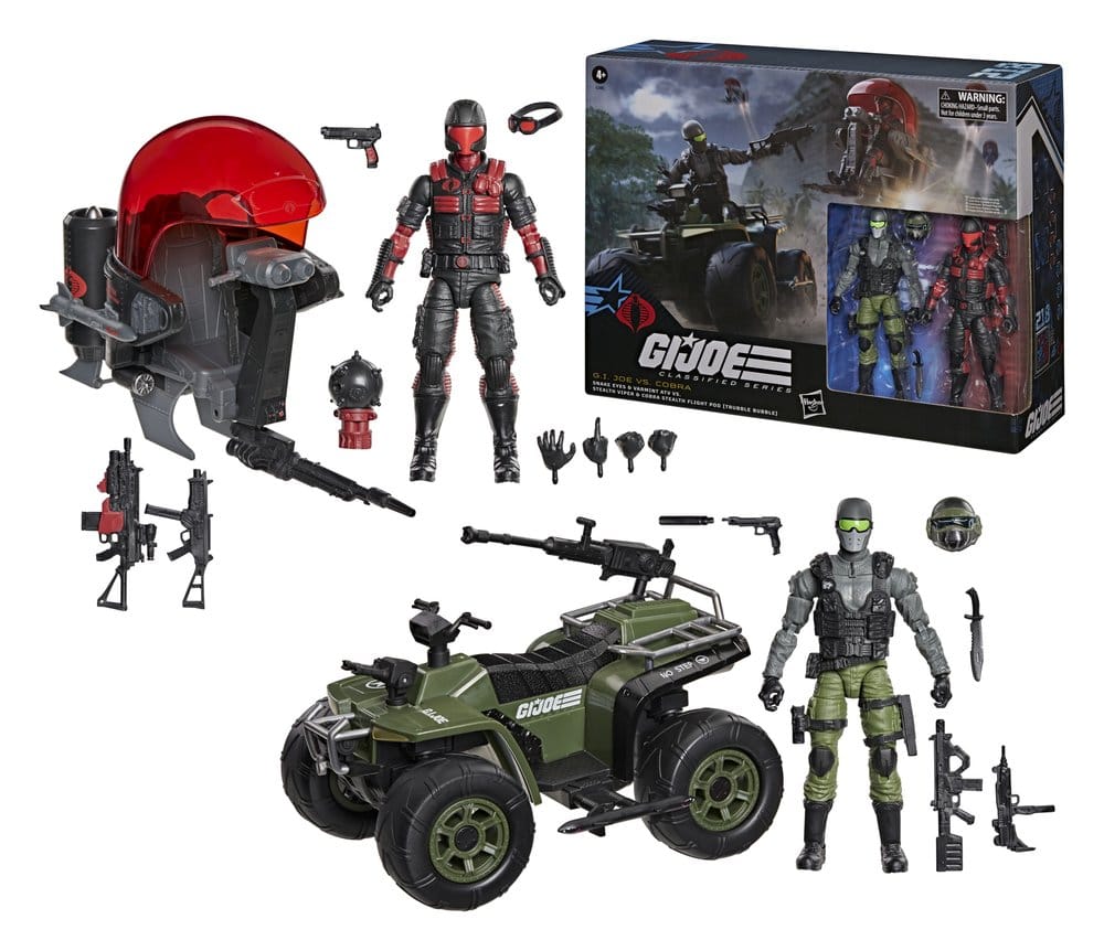 G.I. Joe Classified Series Action Figur & Vehicle Set Snake Eyes & Varmint ATV vs. Stealth Viper & Cobra Stealth Flight Pod (Trubble Bubble) 15 cm