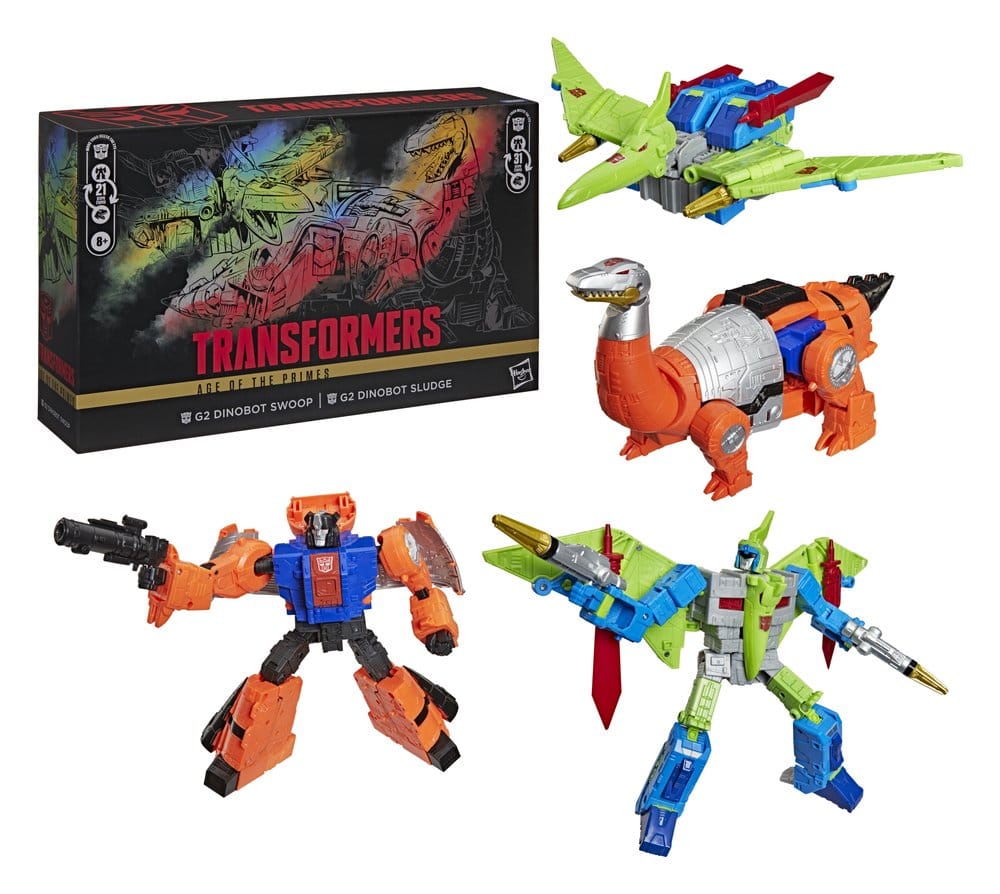 Transformers Age of the Primes Ledarklass Action Figur 2-Pack G2 G2 Dinobot Swoop & G2 Dinobot Sludge 19 cm Hasbro