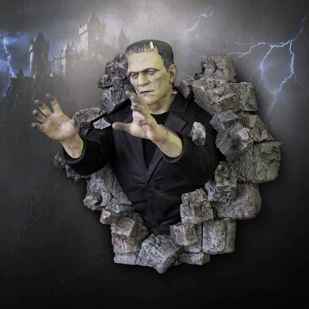 Frankenstein Väggskulptur 48 cm - Halvskalig detaljerad hyllning till Boris Karloff