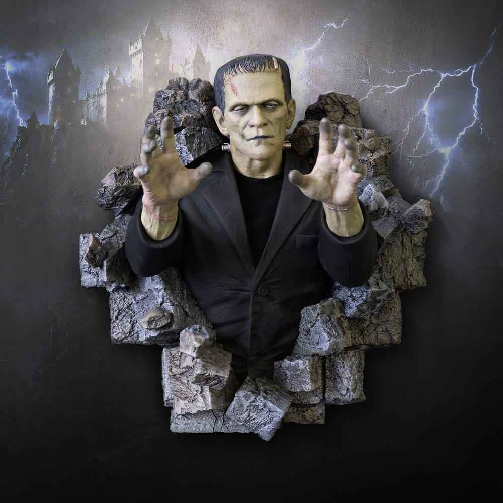 Frankenstein Väggskulptur 48 cm - Halvskalig detaljerad hyllning till Boris Karloff