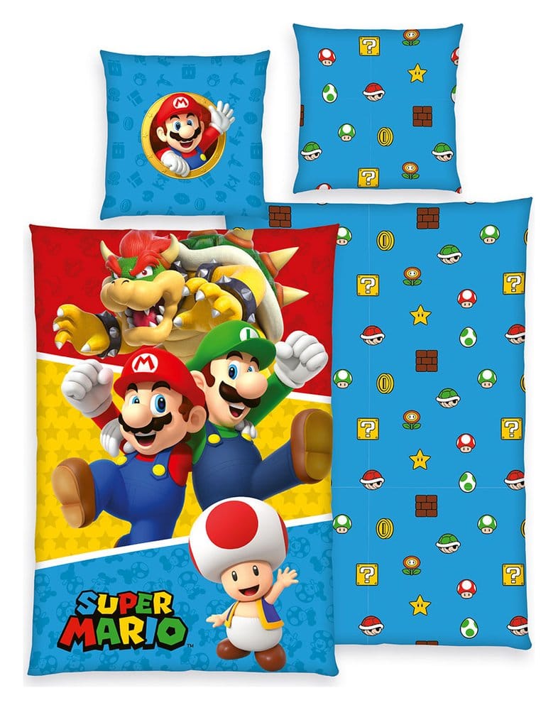 Pokémon Bed linen Super Mario (Mario, Luigi, Toad, Bowser) 135 x 200 cm