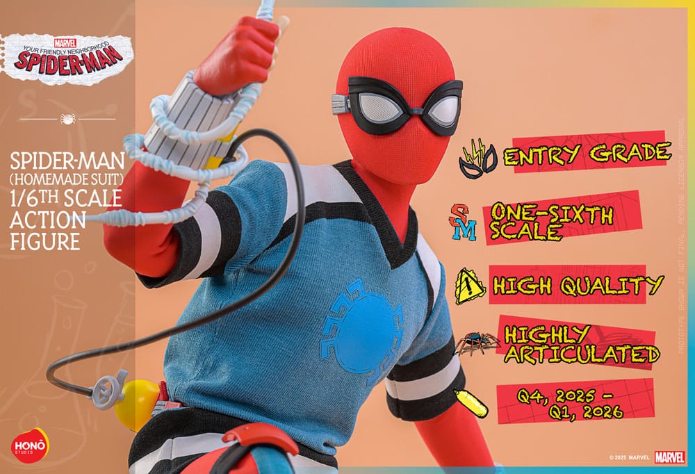Your Friendly Neighborhood Spider-Man Action Figur 1/6 i Homemade Suit – 29 cm Hono Studio