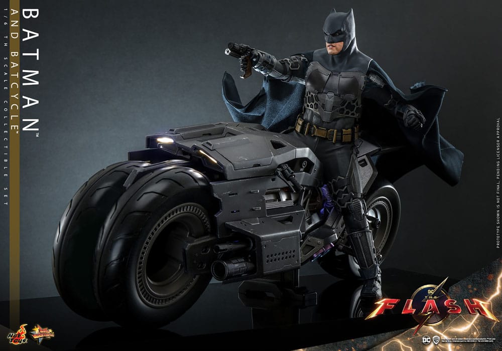 The Flash Film Mästverk Actionfigur med Fordon 1/6 Batman & Batcycle Set 30 cm Hot Toys