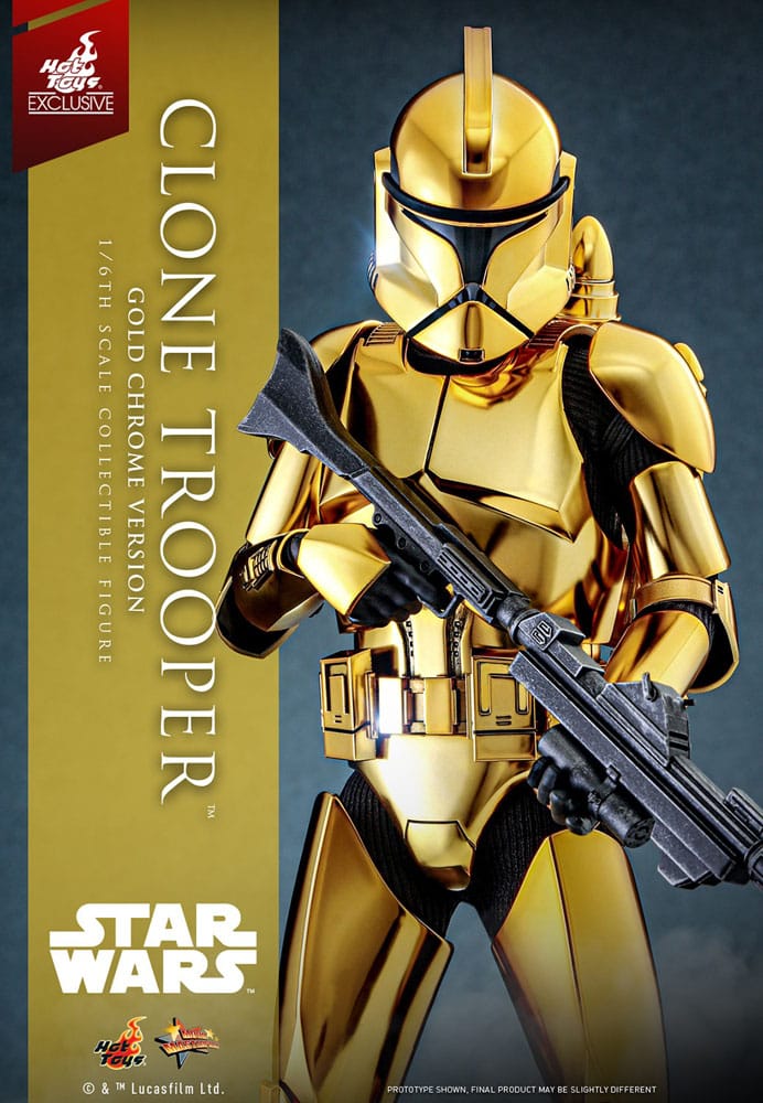 Star Wars Actionfigur 1/6 Clone Trooper (Guld Chrome Version) Hot Toys