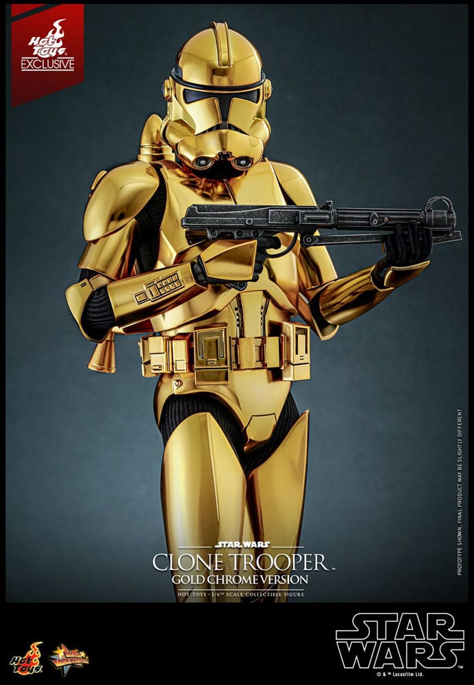 Star Wars Actionfigur 1/6 Clone Trooper (Guld Chrome Version) Hot Toys