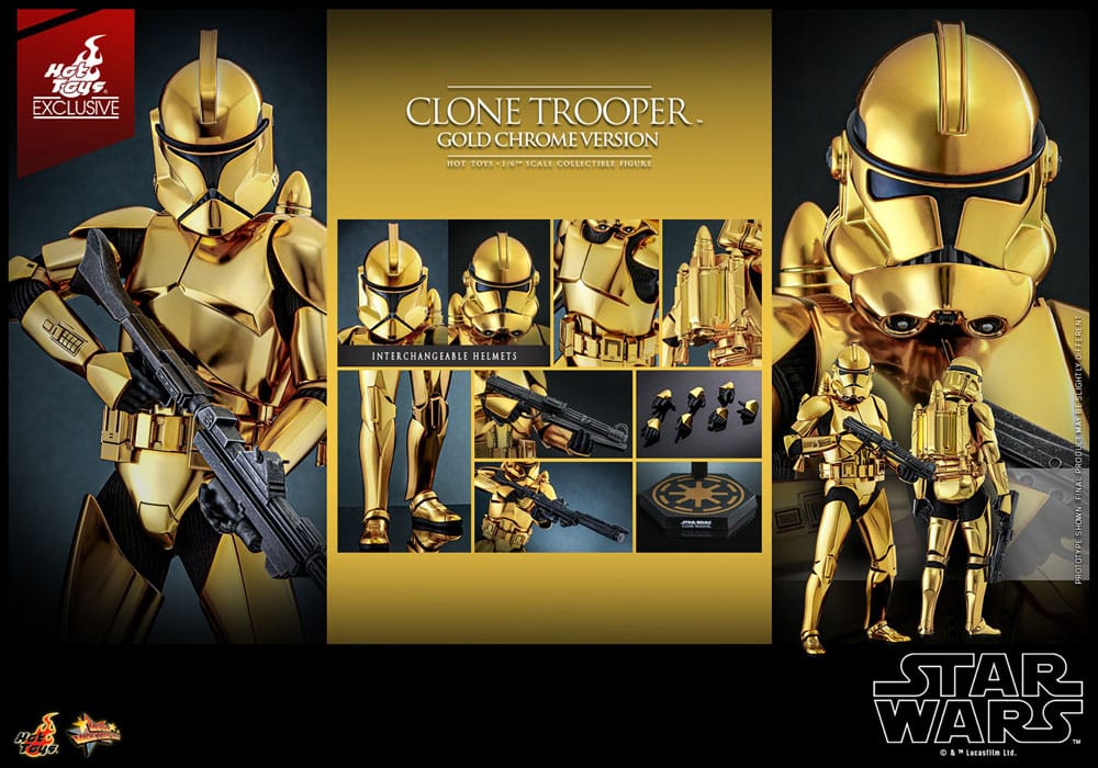 Star Wars Actionfigur 1/6 Clone Trooper (Guld Chrome Version) Hot Toys