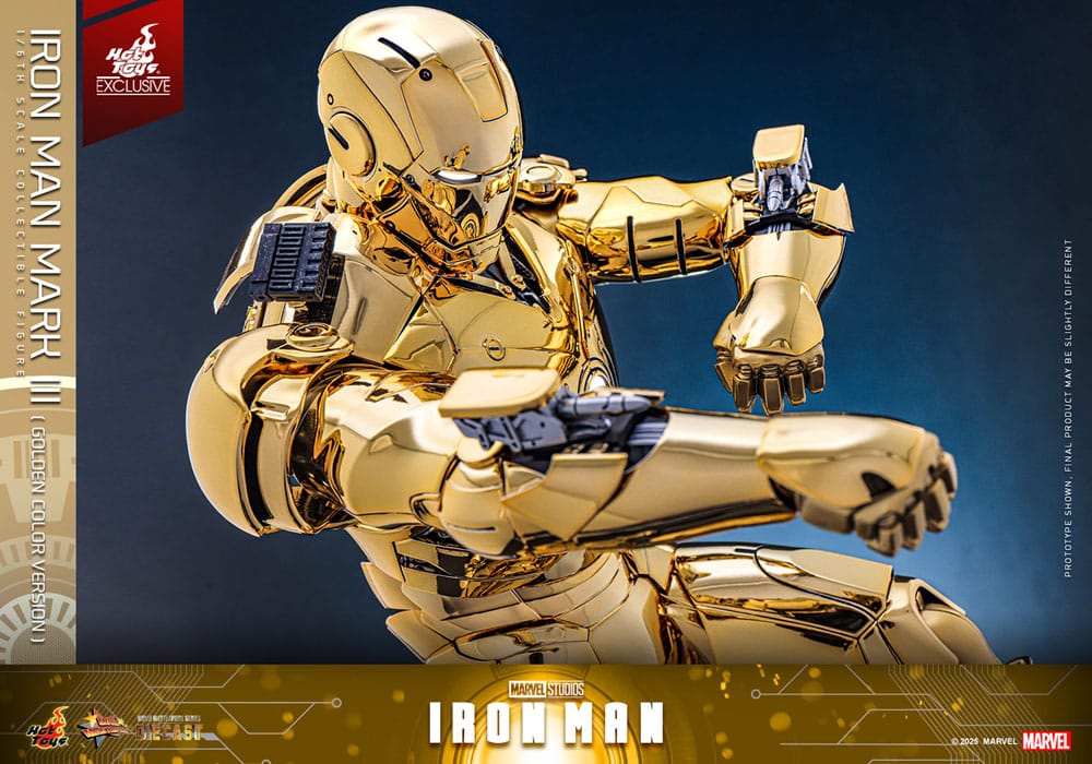 Iron Man Movie Masterpiece Diecast Action Figur 1/6 Mark III (Guldversion) Hot Toys