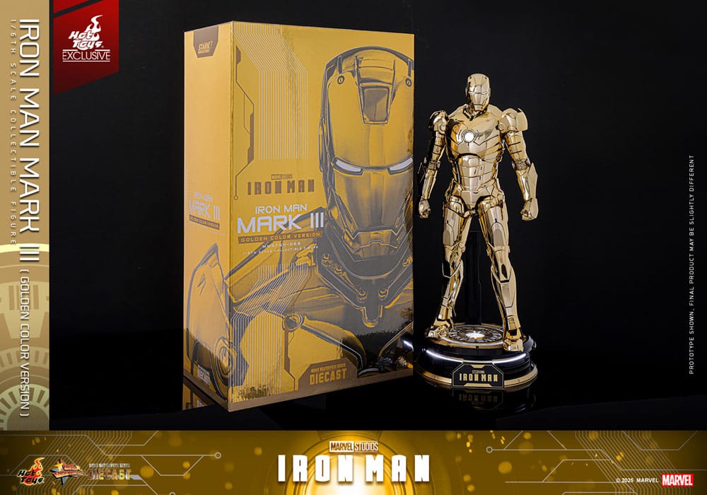 Iron Man Movie Masterpiece Diecast Action Figur 1/6 Mark III (Guldversion) Hot Toys
