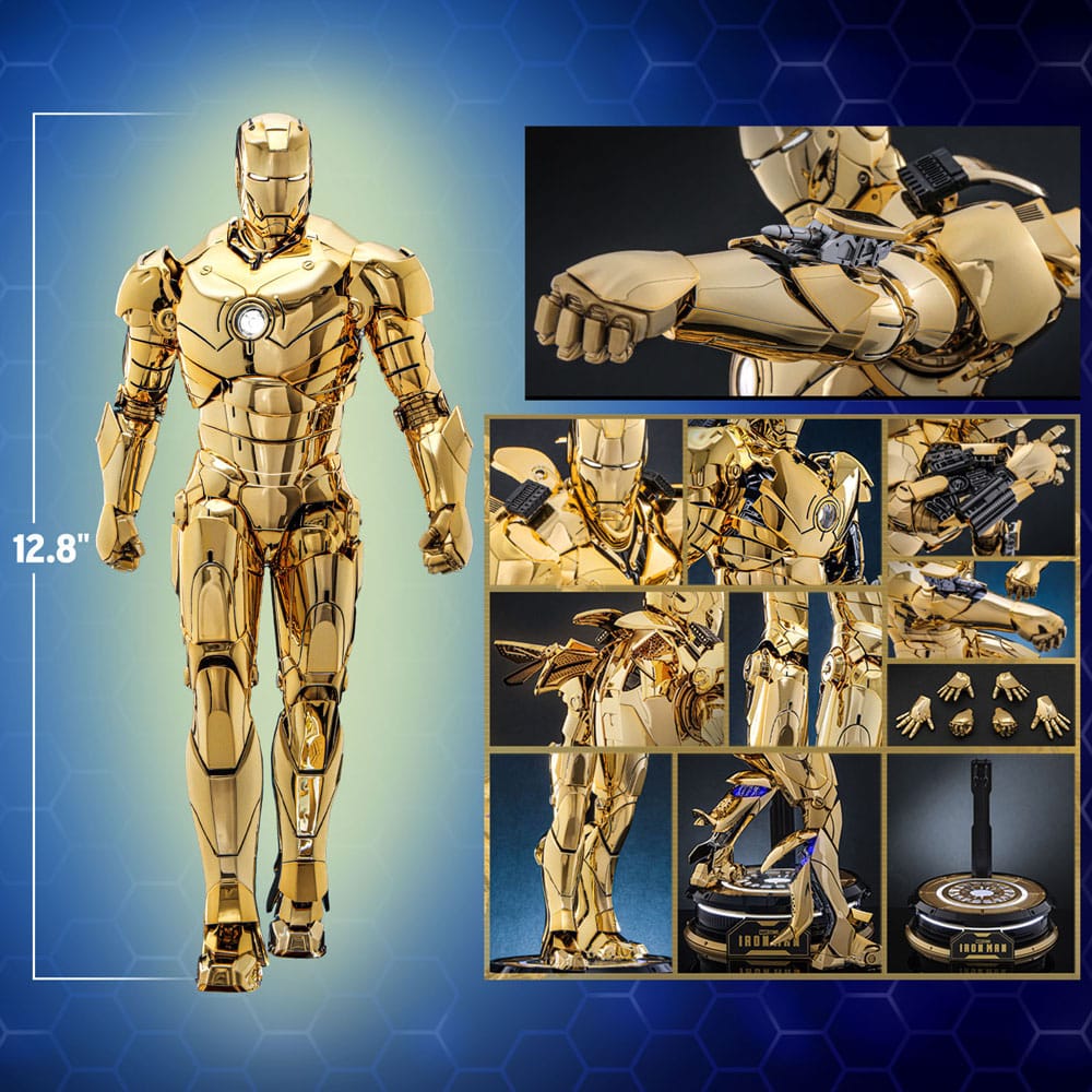 Iron Man Movie Masterpiece Diecast Action Figur 1/6 Mark III (Guldversion) Hot Toys