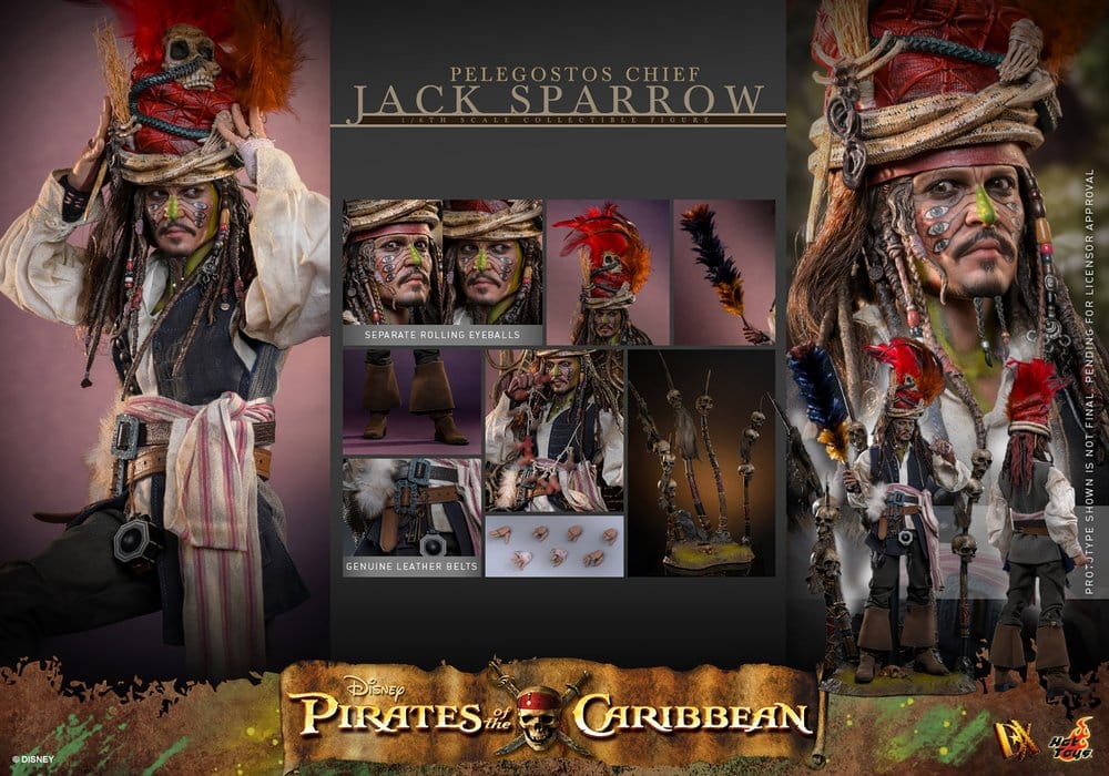 Pirates of the Caribbean: Dead Man's Chest Action DX Figur 1/6 Pelegostos Hövding Jack Sparrow 30 cm