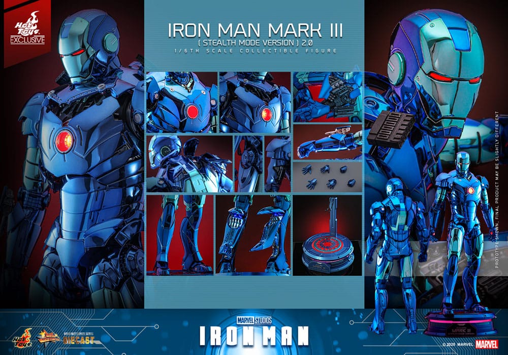 Iron Man Movie Masterpiece Diecast Action Figur 1/6 Iron Man Mark III (Stealth Mode Ver.) 2.0 Hot Toys Exclusive 33 cm Hot Toys