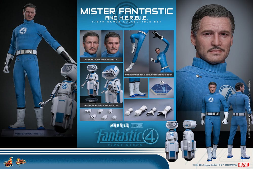 The Fantastic Four: First Steps Movie Masterpiece Action Figur 2-Pack 1/6 Mister Fantastic & H.E.R.B.I.E. 30 cm Hot Toys