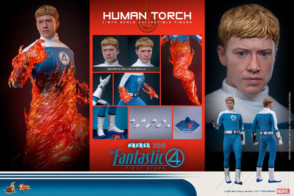 The Fantastic Four: First Steps Movie Masterpiece Action Figur 1/6 Human Torch 30 cm Hot Toys