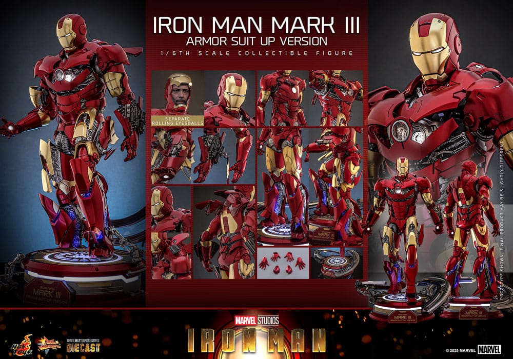Iron Man Movie Masterpiece Diecast Action Figur 1/6 Iron Man Mark III (Armor Suit Up Version) 32 cm Hot Toys