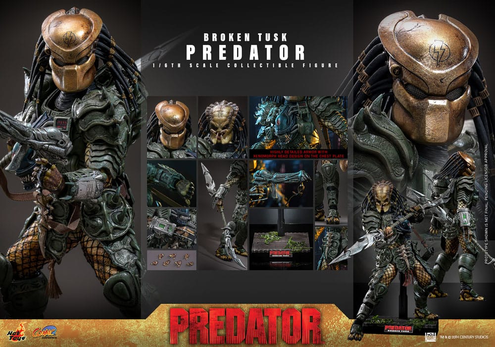 Alien vs. Predator Comic Masterpiece Action Figur 1/6 Broken Tusk Predator 35 cm Hot Toys
