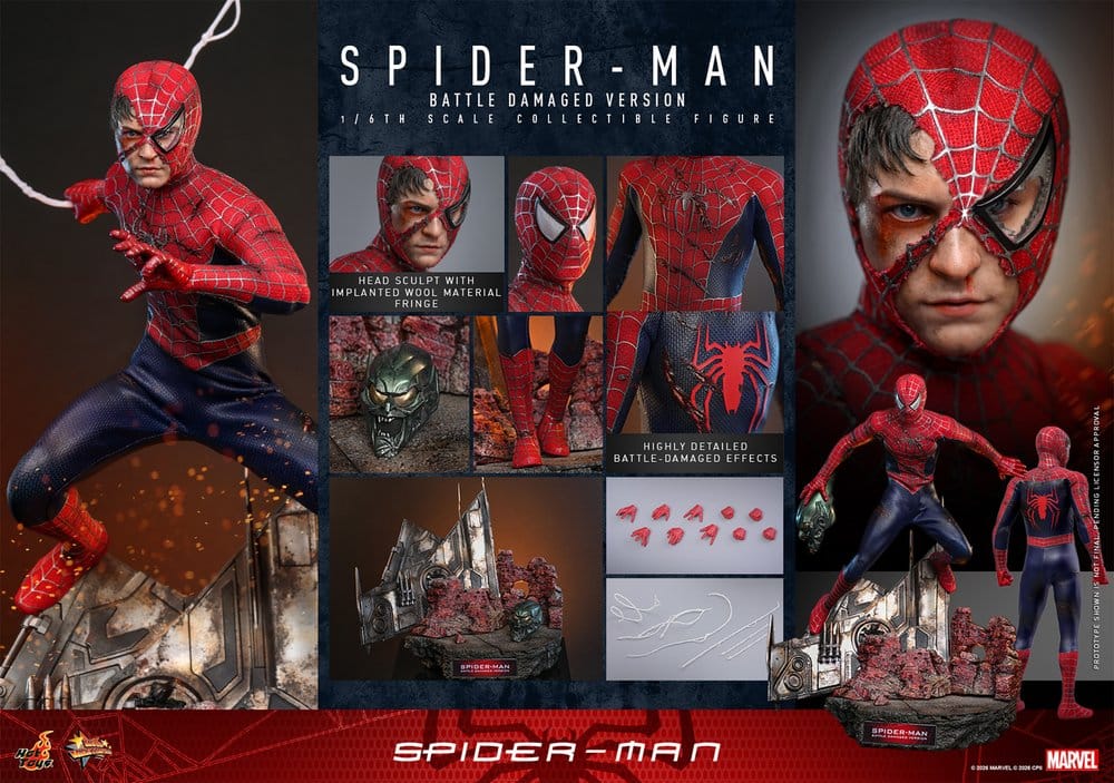 Spider-Man Filmmästerverk Actionfigur 1/6 Spider-Man (Skadad Version) 30 cm Hot Toys