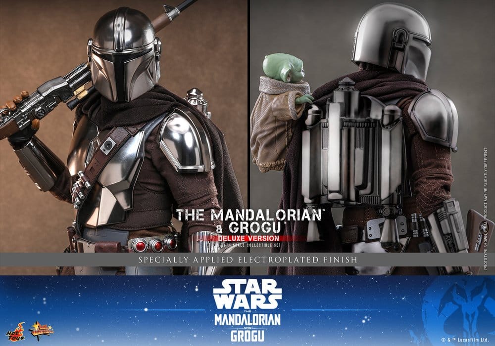 Star Wars: The Mandalorian & Grogu Film Mästerverk Actionfigur 1/6 The Mandalorian och Grogu (Deluxe Version) 31 cm