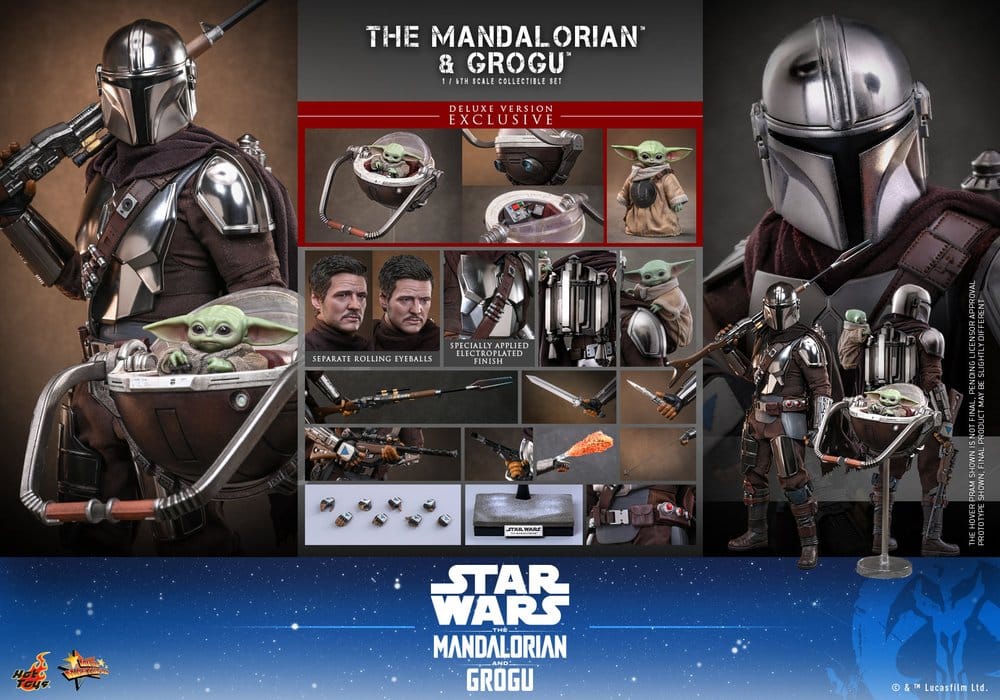 Star Wars: The Mandalorian & Grogu Film Mästerverk Actionfigur 1/6 The Mandalorian och Grogu (Deluxe Version) 31 cm