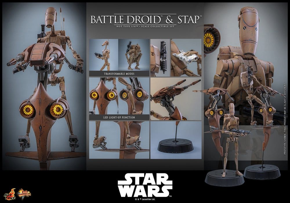 Star Wars: The Phantom Menace Film Mästerverk Actionfigursats 1/6 Stridsdroid & STAP 32 cm