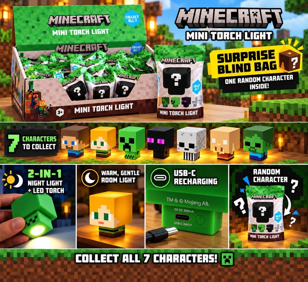 Minecraft Mini Torch Night Light Blind Box Display (20)