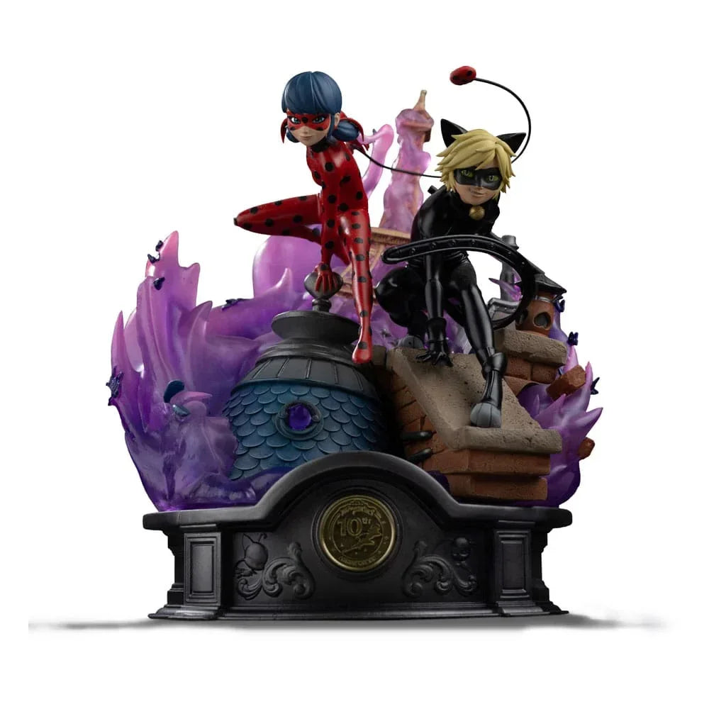 Miraculous Deluxe Art Scale Figur 1/10 Lady Bug och Cat Noir Signerad Utgåva 23 cm Iron Studios