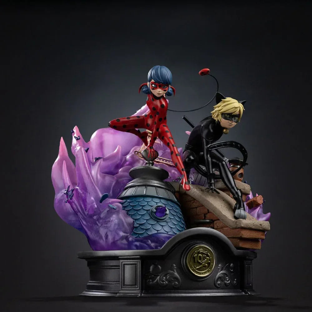 Miraculous Deluxe Art Scale Figur 1/10 Lady Bug och Cat Noir Signerad Utgåva 23 cm Iron Studios