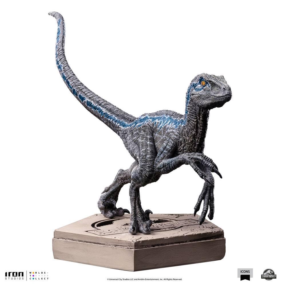 Jurassic World Icons Statue Velociraptor Blue 9 cm Iron Studios