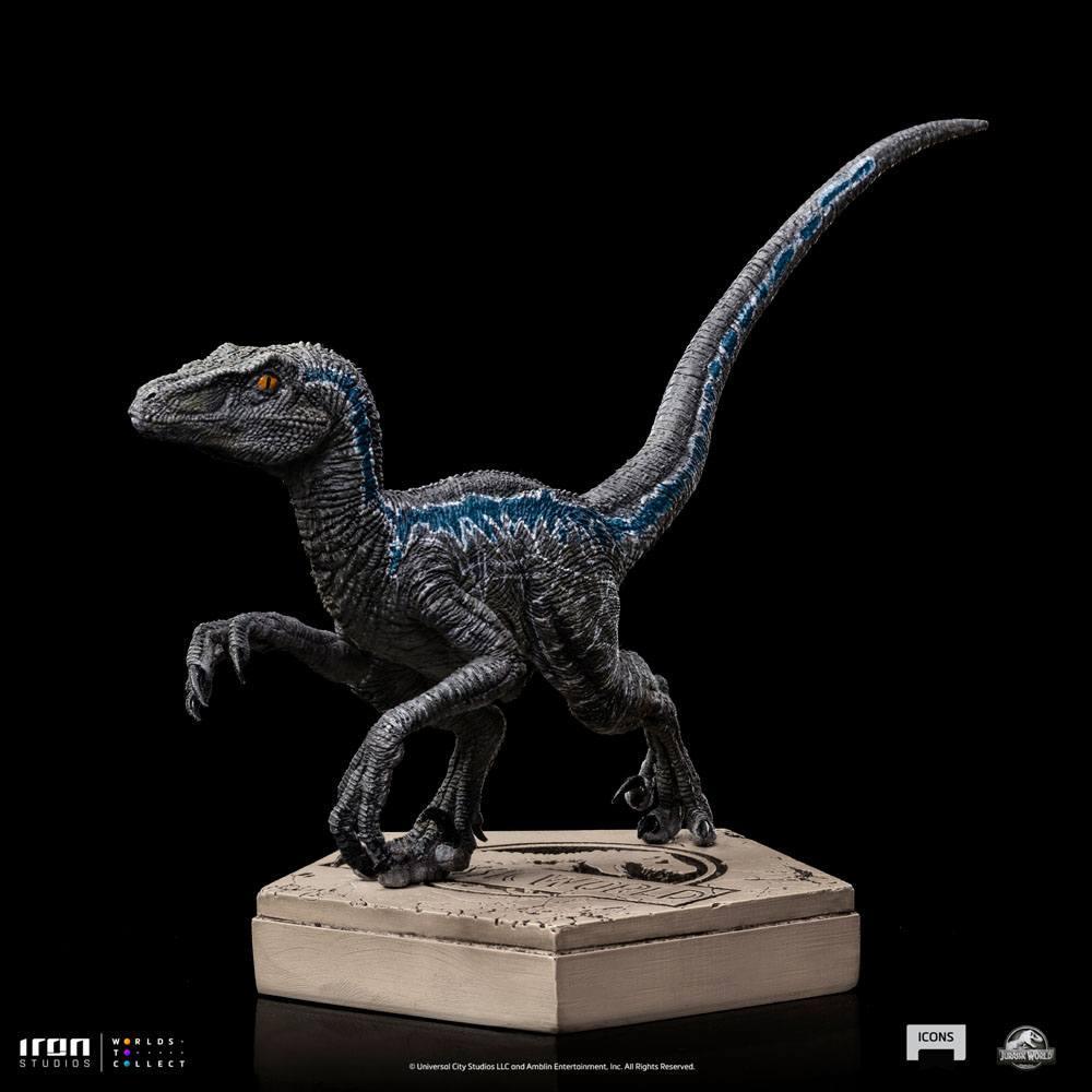 Jurassic World Icons Statue Velociraptor Blue 9 cm Iron Studios