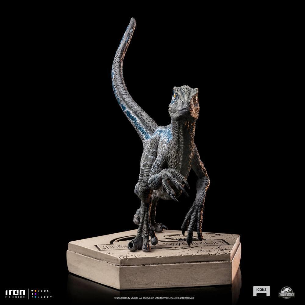 Jurassic World Icons Statue Velociraptor Blue 9 cm Iron Studios