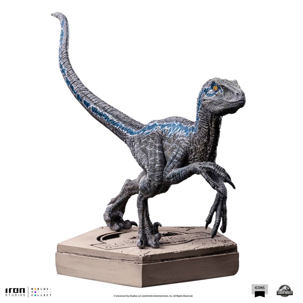 Jurassic World Icons Statue Velociraptor Blue 9 cm Iron Studios