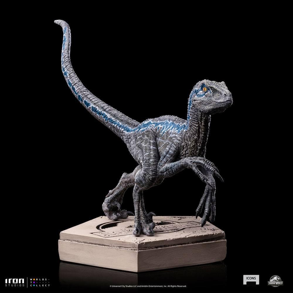 Jurassic World Icons Statue Velociraptor Blue 9 cm Iron Studios