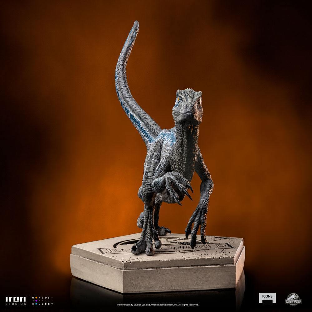 Jurassic World Icons Statue Velociraptor Blue 9 cm Iron Studios